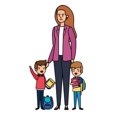 kadın öğretmen ile mutlu öğrenciler erkek