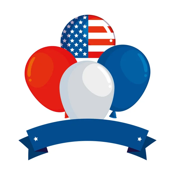 Ballonger helium flytande med Amerikas förenta stater flagga — Stock vektor