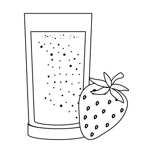 Aardbeien fruitsap met glas — Stockvector