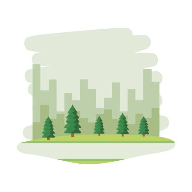 Cityscape arka plan ile Park Sahnesi