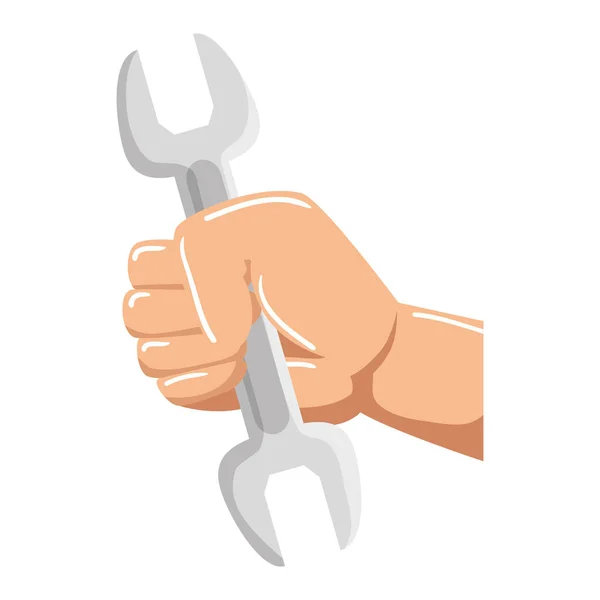 Hand med nyckel metallverktyg — Stock vektor