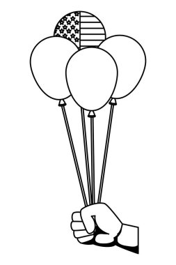 balonlar helyum yüzen abd bayrağı ile el