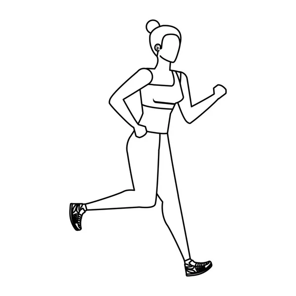 若い運動女性ランニングキャラクター — ストックベクタ