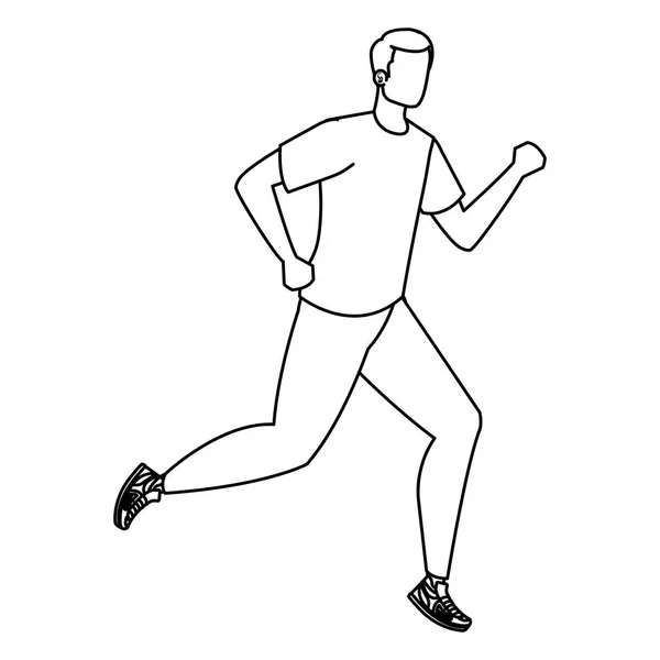 Joven atlético hombre corriendo carácter — Vector de stock