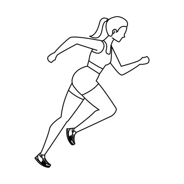 Joven atlética mujer corriendo carácter — Vector de stock