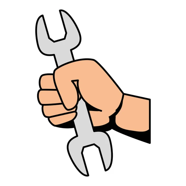 Χέρι με κλειδί μεταλλικό εργαλείο — Διανυσματικό Αρχείο