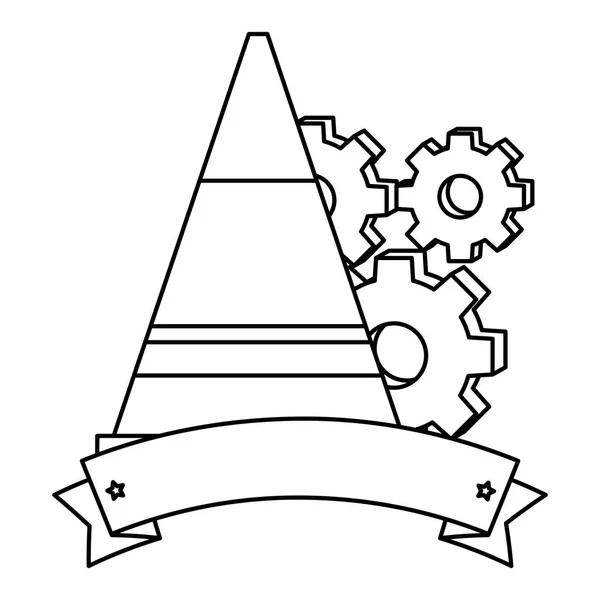 Costruzione cono utensile con ingranaggi macchina — Vettoriale Stock