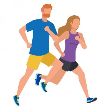 genç atletik çift çalışan karakterler