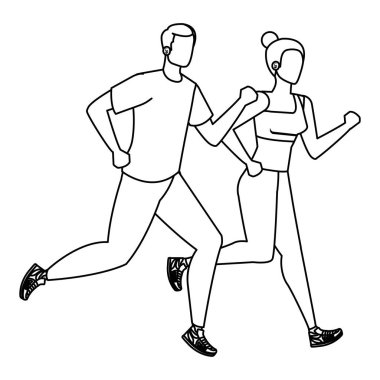 genç atletik çift çalışan karakterler