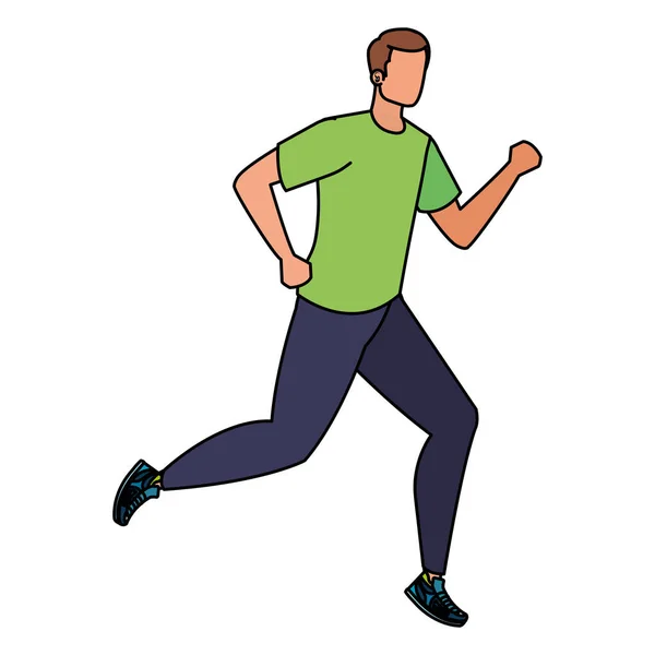 Joven atlético hombre corriendo carácter — Vector de stock