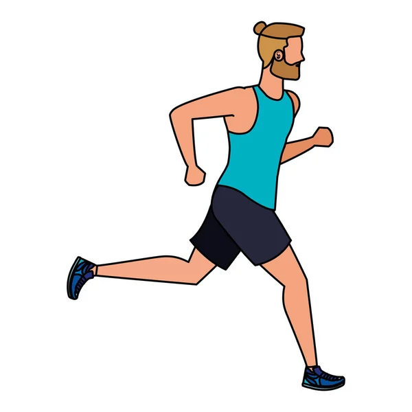 Joven atlético hombre corriendo carácter — Vector de stock