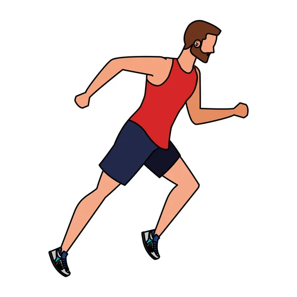 Joven atlético hombre corriendo carácter — Vector de stock