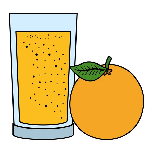 Zumo de naranja con vidrio — Vector de stock