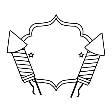 havai fişek roket ve Amerika Birleşik Devletleri bayrağı ile çerçeve