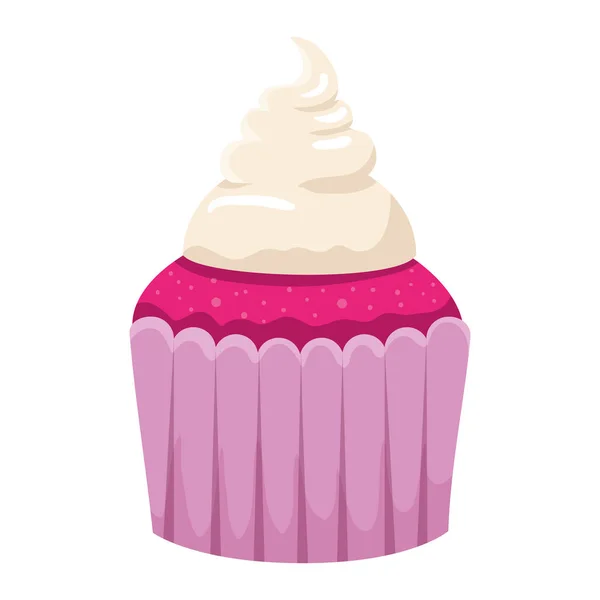 Delicious sweet cupcake pastry icon — Stock Vector