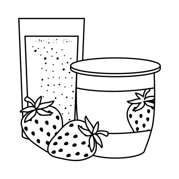 Yogurt alla fragola fresco con vetro — Vettoriale Stock