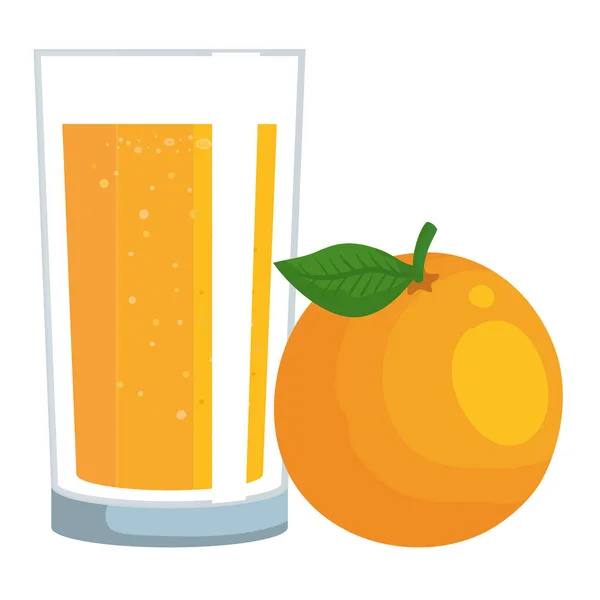 Jus d'orange fruit avec verre — Image vectorielle