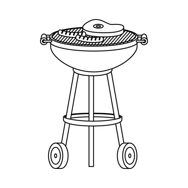 Bbq grill with meat and sausages — Stock Vector