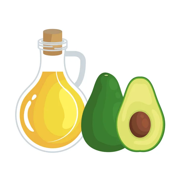 Fresh avocado and oil olive healthy food — Stock Vector