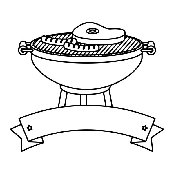 Bbq grill with meat and sausages — Stock Vector