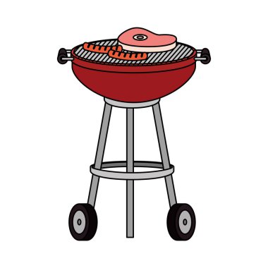 et ve sosis ile barbekü ızgara