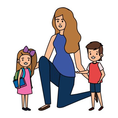 kadın öğretmen ile mutlu öğrenciler çocuklar