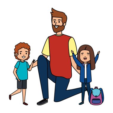 erkek öğretmen ile mutlu öğrenciler çocuklar