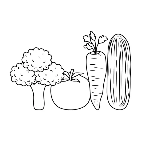 Verduras frescas alimentos saludables iconos — Vector de stock