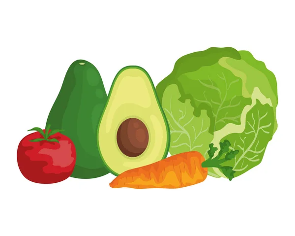 Verduras y frutas frescas alimentos saludables — Vector de stock