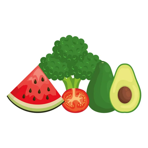 Verdura fresca e frutta cibo sano — Vettoriale Stock