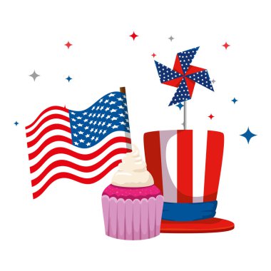 cupcake ve abd bayrak rüzgar oyuncak ile tophat