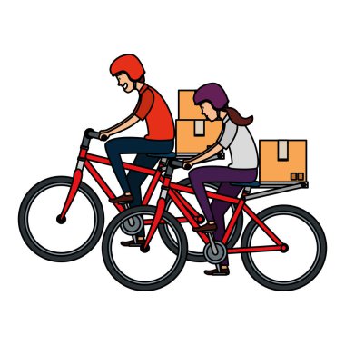 bisiklet teslimat işçileri kutuları ile taşıma