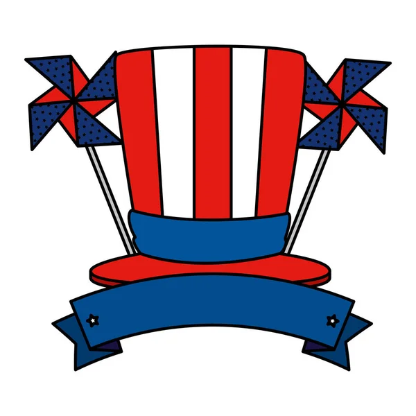 顶帽与美利坚合众国国旗和风玩具 — 图库矢量图片