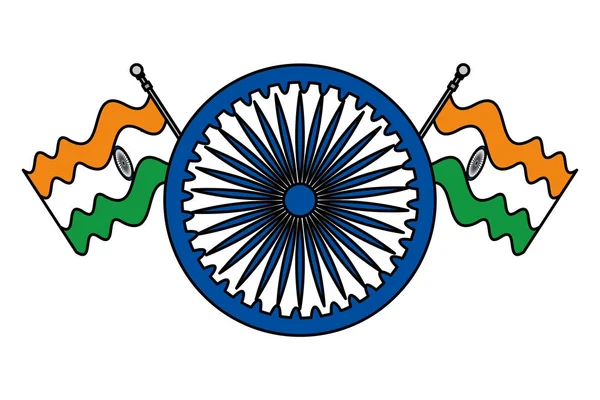 Ashoka Chakra Indian med flaggor — Stock vektor