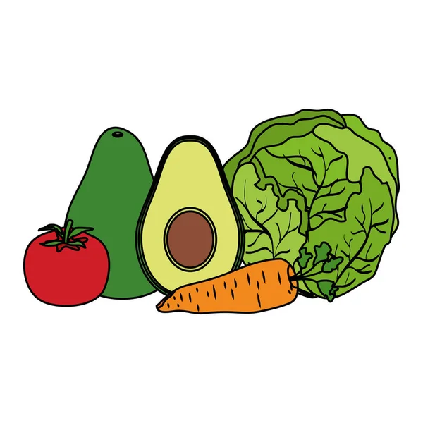 Φρέσκα λαχανικά και φρούτα, υγιεινή διατροφή — Διανυσματικό Αρχείο