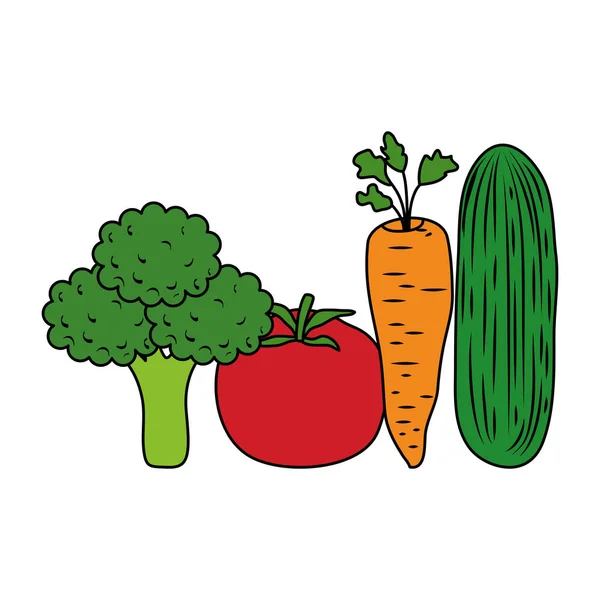 Verduras frescas alimentos saludables iconos — Archivo Imágenes Vectoriales