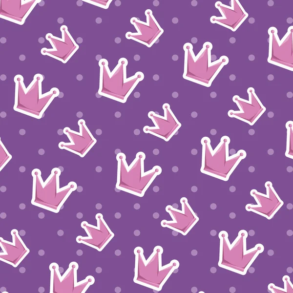 Söt krona drottning mönster bakgrund — Stock vektor