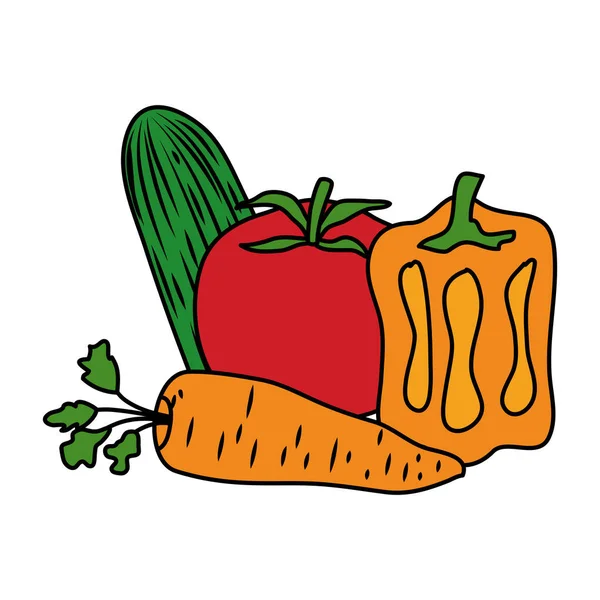 Verduras frescas alimentos saludables iconos — Vector de stock