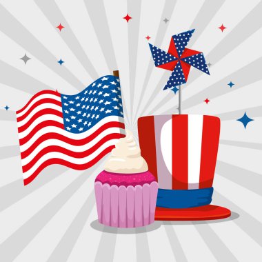 muffin ve şapka dekorasyonu ile abd bayrağı