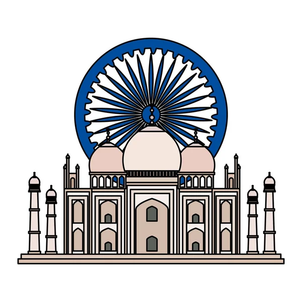 Ashoka chakra with tag majal indian mosque — Stock Vector