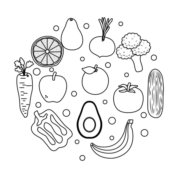 Свежие овощи и фрукты — стоковый вектор