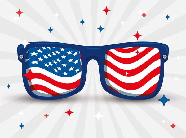 眼镜与美国国旗和星星装饰 — 图库矢量图片