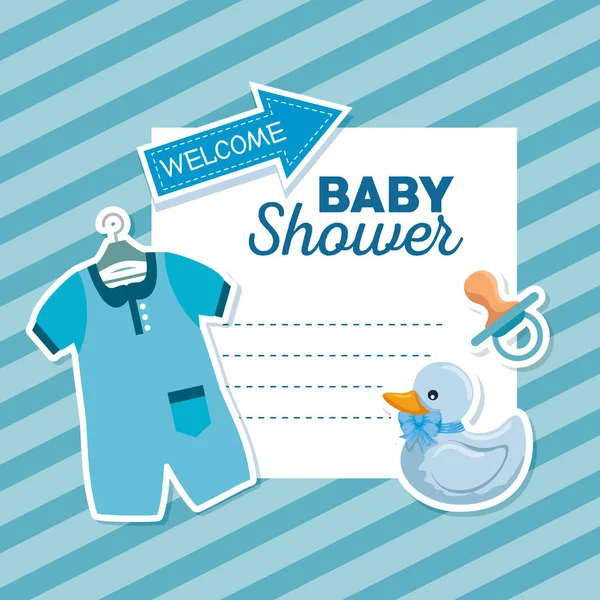 Carte de pijama avec canard et sucette avec flèche message — Image vectorielle