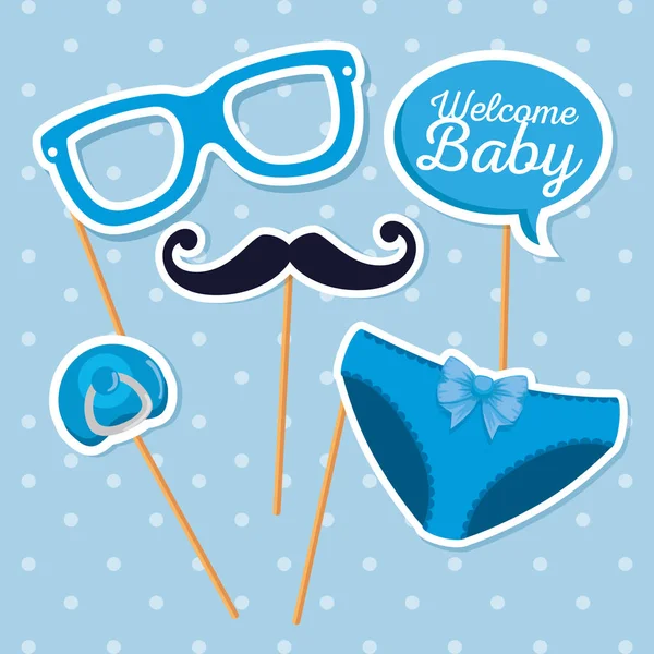 Glasses with mustache and chat bubble message — Stock Vector