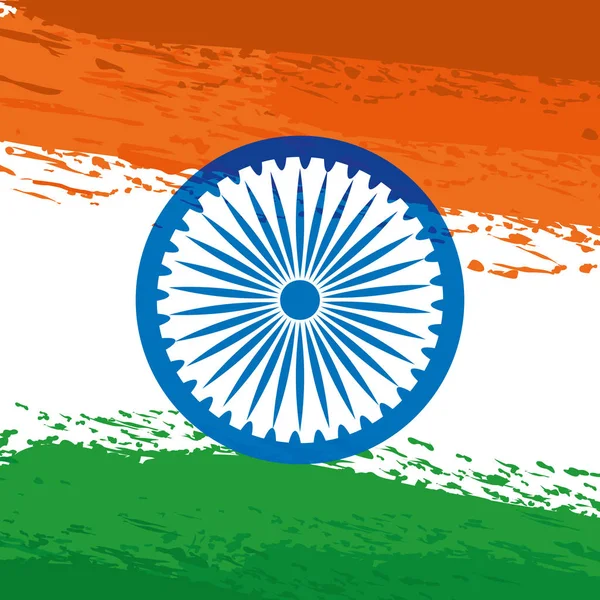 Ashoka chakra indien avec drapeau peint — Image vectorielle