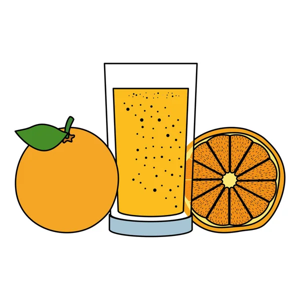 Апельсиновый сок цитрусовые со стеклом — стоковый вектор
