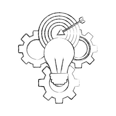 iş dişlileri hedef ve ampul fikir yenilik