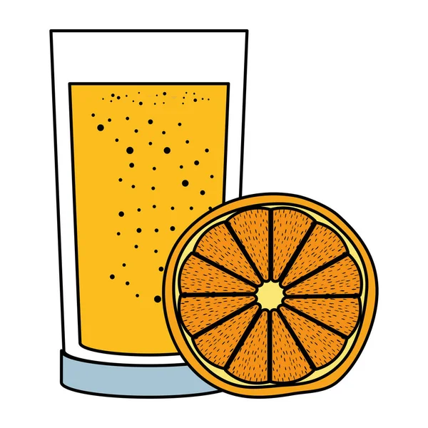 Jus d'orange agrumes avec verre — Image vectorielle