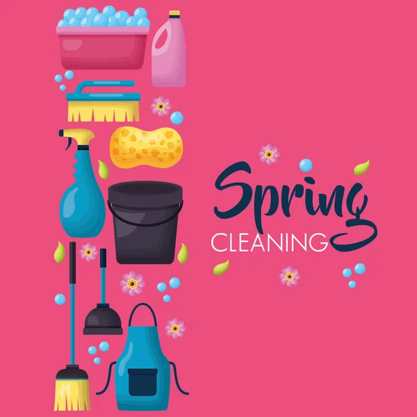 Spring cleaning tools — Stock Vector