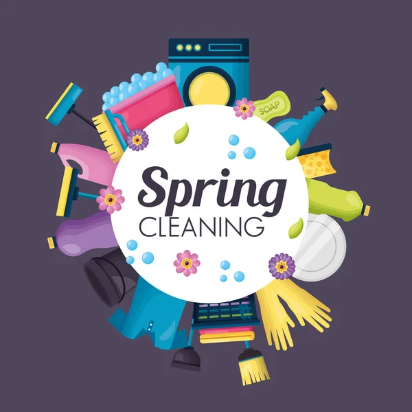 Spring cleaning tools — Stock Vector